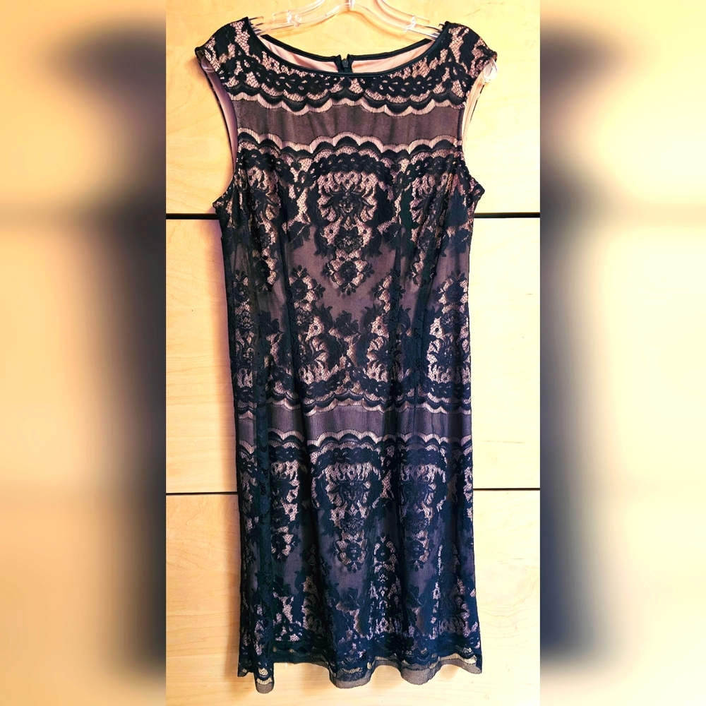 Black lace holiday dress nude lining